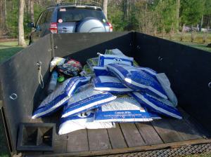 Bags of manure and potting soil